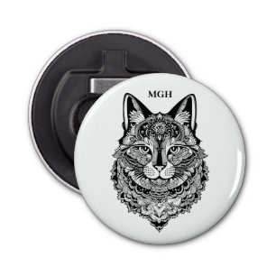 Custom Monogram Ornamental Cat Bottle Opener