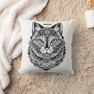 Custom Monogram Ornamental Cat Cushion