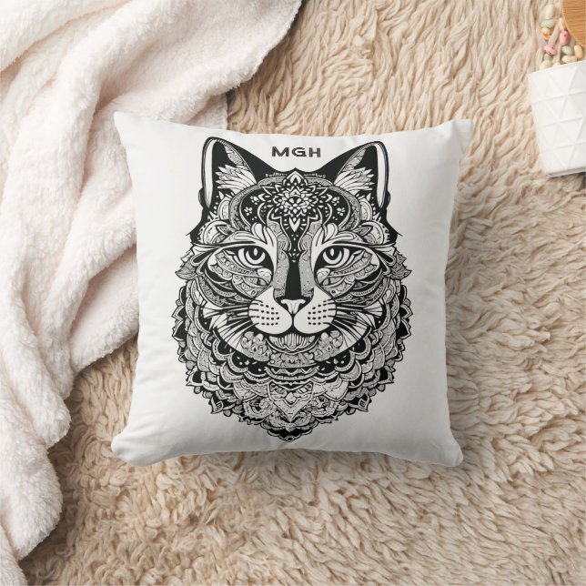 Custom Monogram Ornamental Cat Cushion (Blanket)