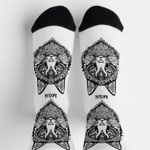 Custom Monogram Ornamental Cat Socks