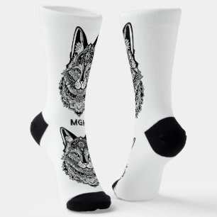Custom Monogram Ornamental Cat Socks