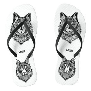 Custom Monogram Ornamental Cat Thongs