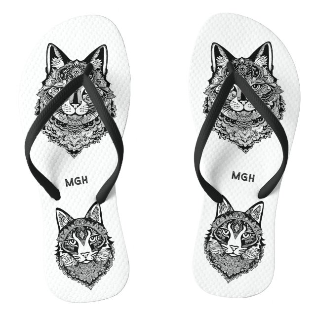 Custom Monogram Ornamental Cat Thongs (Footbed)