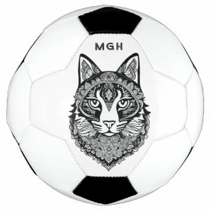 Custom Monogram Ornamental Cats Soccer Ball
