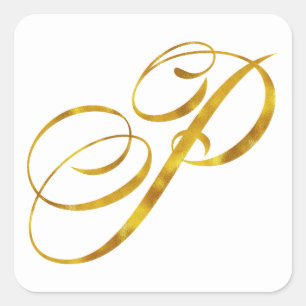 Custom Monogram P Faux Gold Foil Monograms Initial Square Sticker