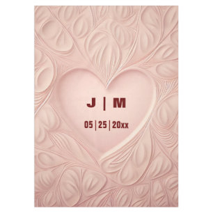 Custom Monogram Pale Pink Heart Wedding Tablecloth