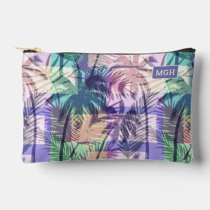 Custom Monogram Palm Trees Pattern Accessory Pouch
