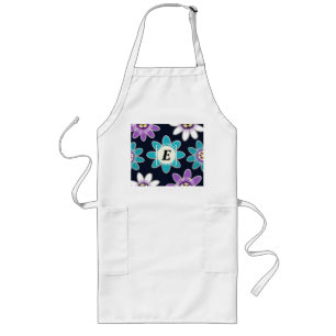 Custom Monogram  Passion Flower Floral Long Apron