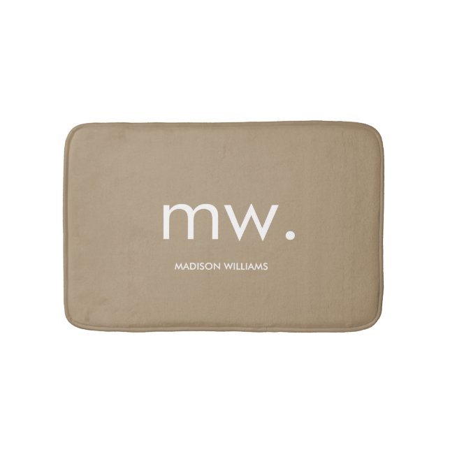 Custom Monogram Pastel Elegant Stylish Modern Bath Mat (Front)