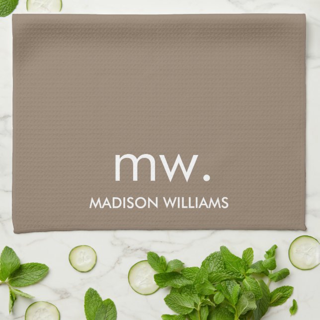 Custom Monogram Pastel Elegant Stylish Modern  Tea Towel (Folded)