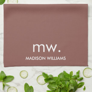 Custom Monogram Pastel Elegant Stylish Modern Tea Towel