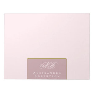 Custom Monogram Pastel Pink Dusty Rose Elegant Notepad