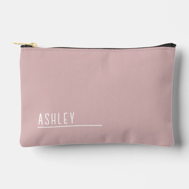 Custom monogram, pastel pink new line accessory pouch (Front)