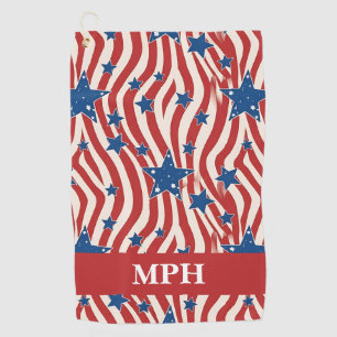 Custom Monogram Patriotic Red White & Blue Towel