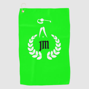 Custom Monogram Personalised Lime Green Golf Towel