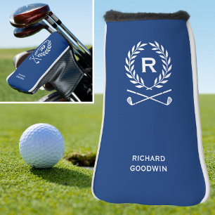 Custom Monogram Personalised Navy Putter Golf Head Cover