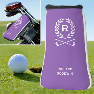 Custom Monogram Personalised Purple Putter Golf Head Cover
