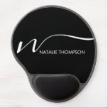 Custom Monogram Personalised With Name Cool Black Gel Mouse Pad<br><div class="desc">Upgrade your office setup with our Custom Monogram Personalised With Name Cool Black Gel Mouse Pad. This personalised mouse pad with wrist rest not only adds a touch of style to your workspace but also provides ergonomic support for comfortable daily use. It's an ideal gift for your boss, coworker, or...</div>