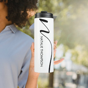 Custom Monogram Personalised With Name Cool White Thermal Tumbler