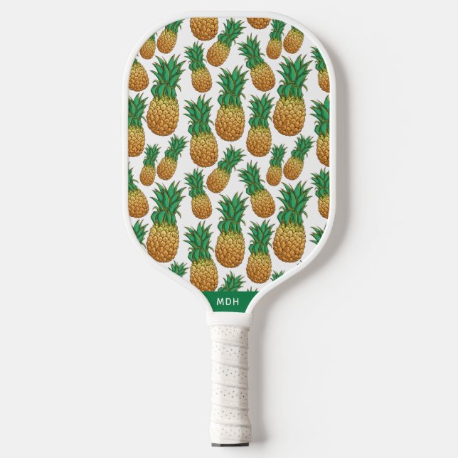 Custom Monogram Pineapple Pattern Pickleball Paddle (Front)