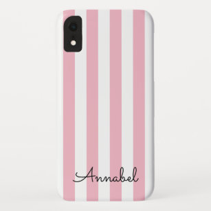 custom monogram pink and white stripes Case-Mate iPhone case
