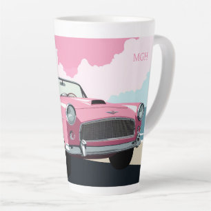 Custom Monogram Pink Classic Car Latte Mug