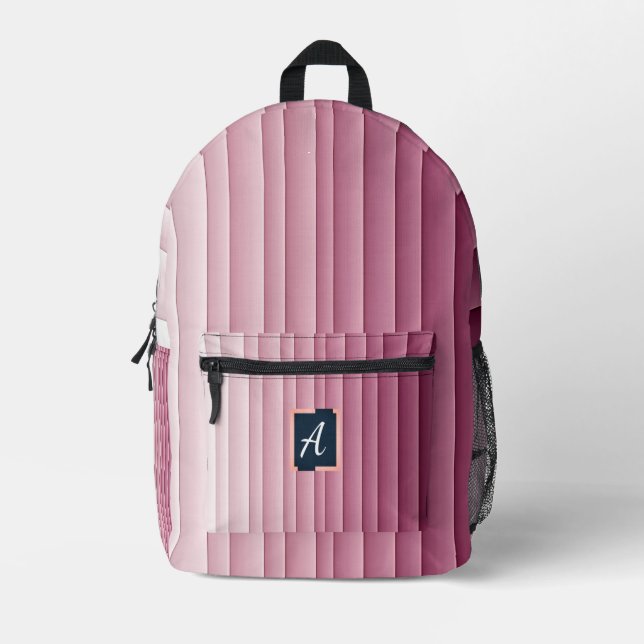 Custom Monogram Pink Gradient Vertical Backpack (Front)