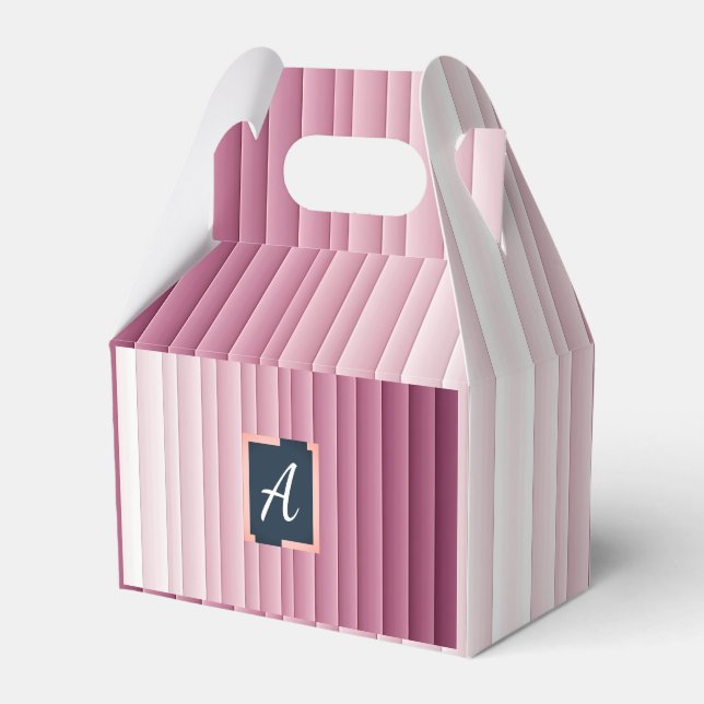 Custom Monogram Pink Gradient Vertical Favour Boxe Favour Box (Front Side)