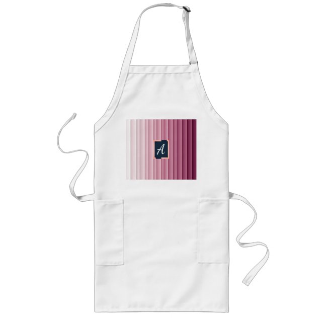 Custom Monogram Pink Gradient Vertical Long Apron (Front)