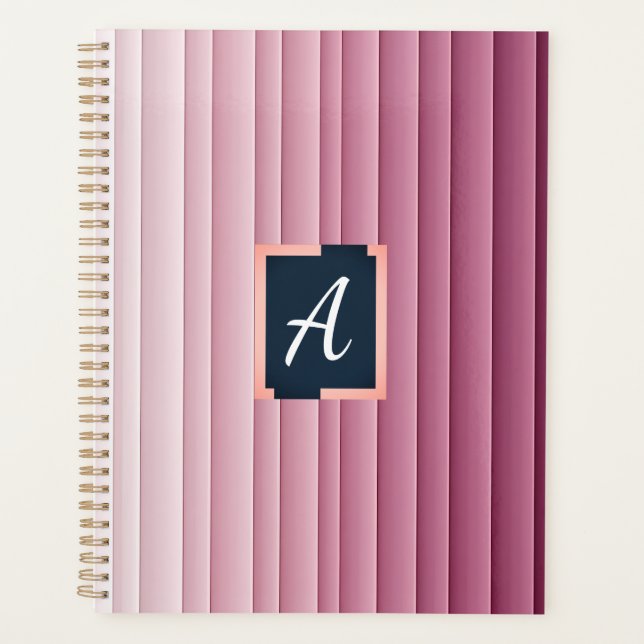 Custom Monogram Pink Gradient Vertical Planner (Front)