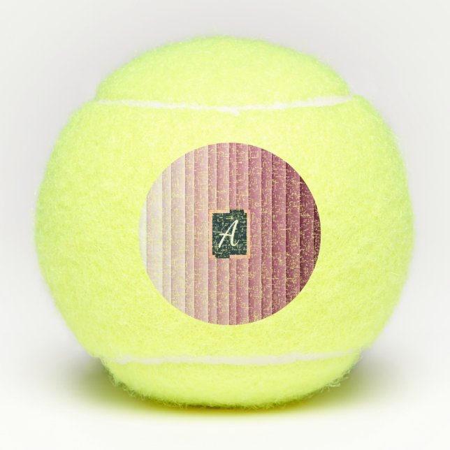 Custom Monogram Pink Gradient Vertical Tennis Ball (Front)