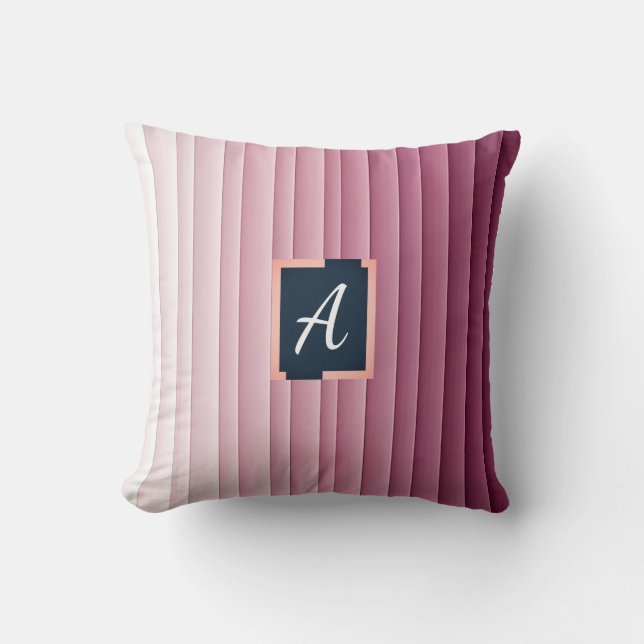 Custom Monogram Pink Gradient Vertical Throw Pillo Cushion (Front)