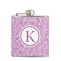 Custom Monogram Pink Sparkle Flask