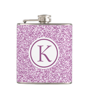 Custom Monogram Pink Sparkle Flask