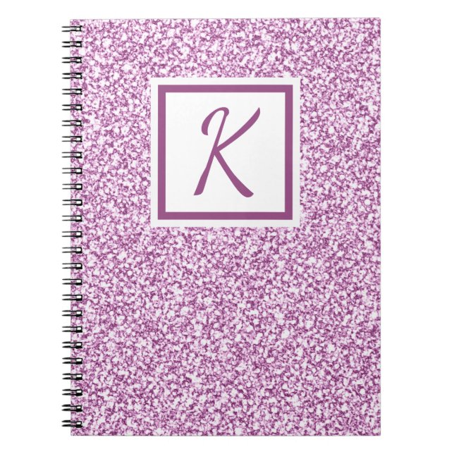 Custom Monogram Pink Sparkle Notebook (Front)