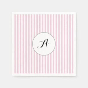 Custom Monogram Pink Stripe Parisan Napkin