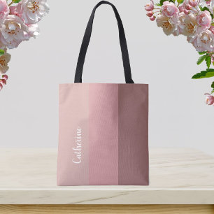 Custom monogram, pink tri-tone, script typography  tote bag