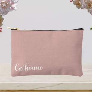 Custom monogram, pink with script typography accessory pouch
