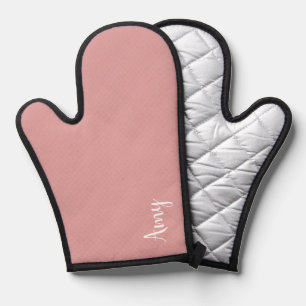 Custom monogram, pink with script typography  oven mitt