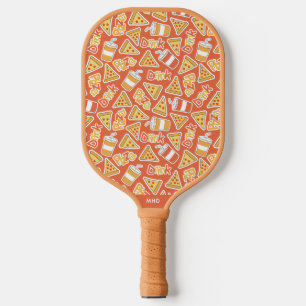 Custom Monogram Pizza Pattern Pickleball Paddle