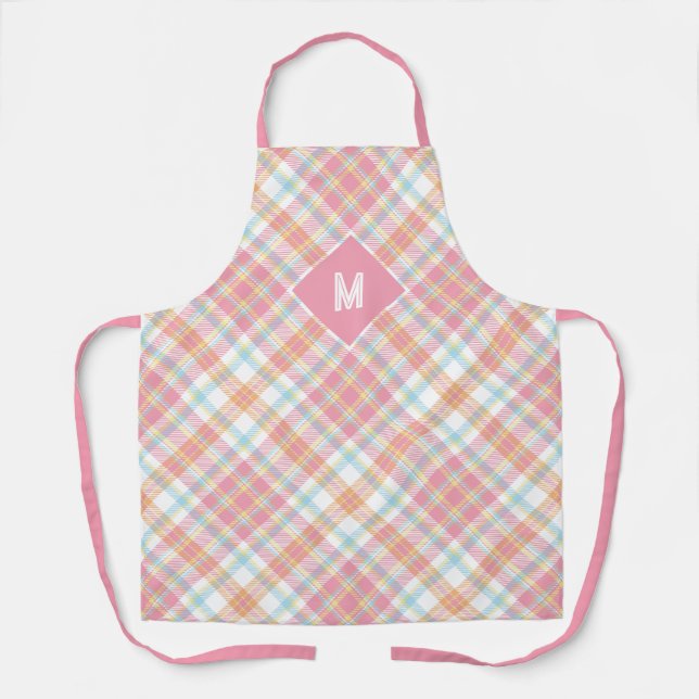 Custom Monogram Plaid / Tartan Pattern Apron (Front)