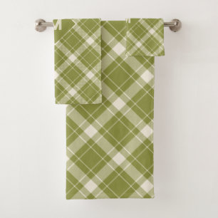 Custom Monogram Plaid / Tartan Pattern Bath Towel Set