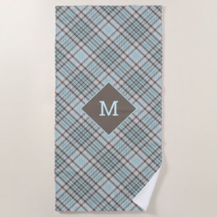 Custom Monogram Plaid / Tartan Pattern Beach Towel