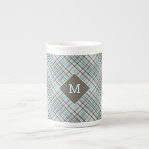 Custom Monogram Plaid / Tartan Pattern Bone China Mug