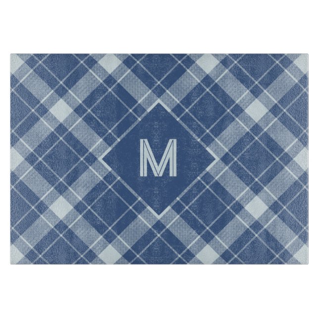 Custom Monogram Plaid / Tartan Pattern Cutting Board (Front)