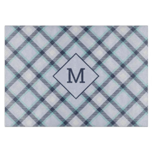 Custom Monogram Plaid / Tartan Pattern Cutting Board