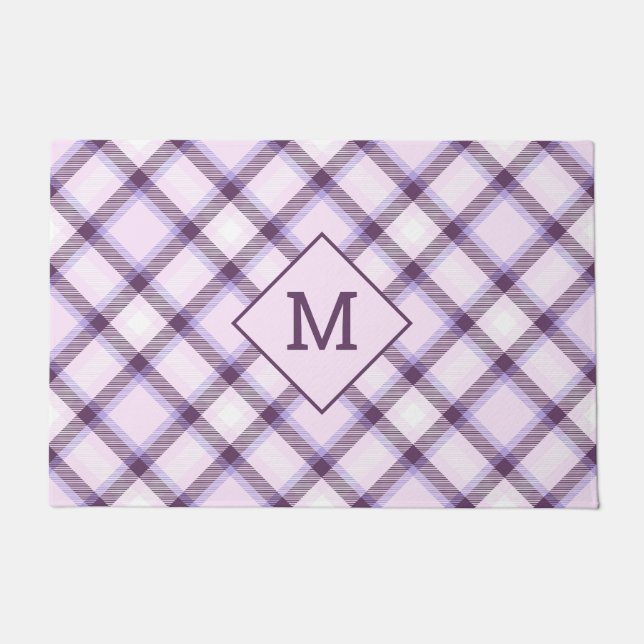 Custom Monogram Plaid / Tartan Pattern Doormat (Front)