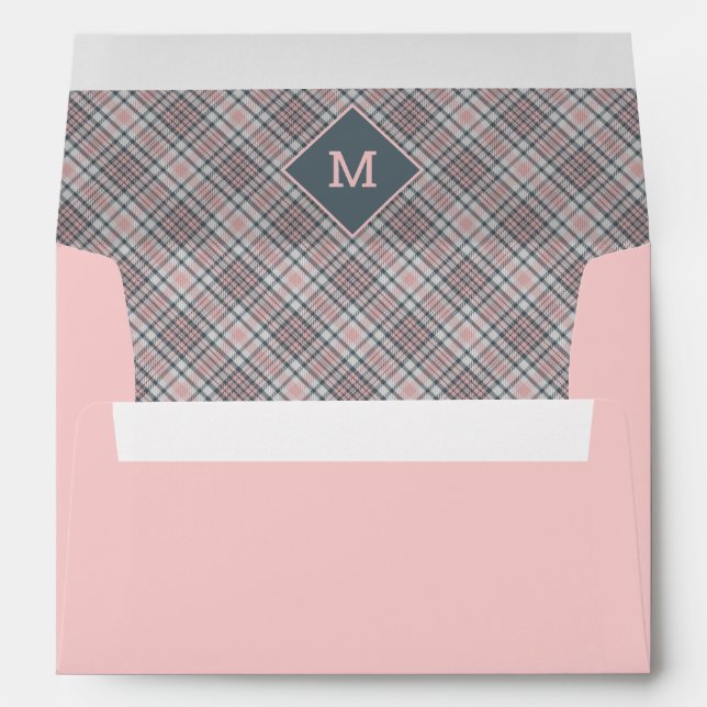 Custom Monogram Plaid / Tartan Pattern Envelope (Back (Bottom))