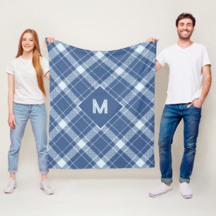 Custom Monogram Plaid / Tartan Pattern Fleece Blanket