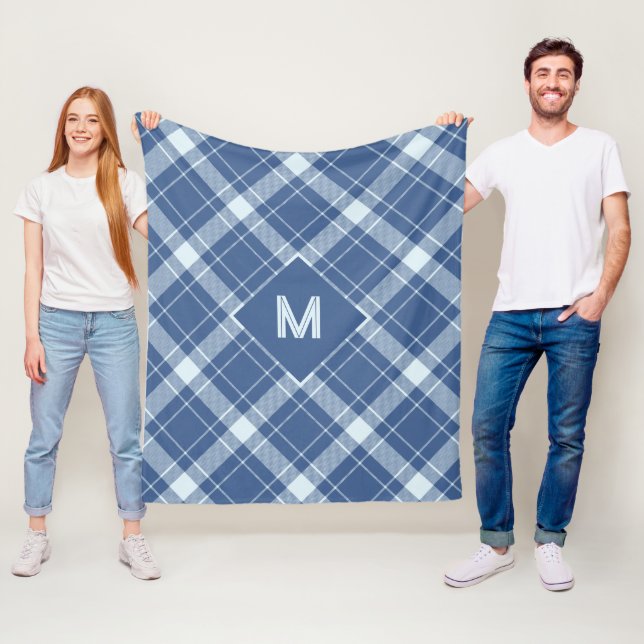 Custom Monogram Plaid / Tartan Pattern Fleece Blanket (In Situ)